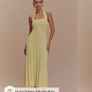 MESHKI- Jacqui Halter Knit Midi Dress - Lemon